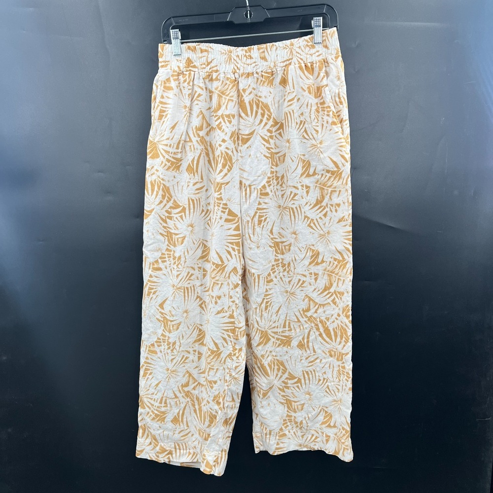 Linen blend wide leg pants tropical coastal grandma resort Panama Jack tan L